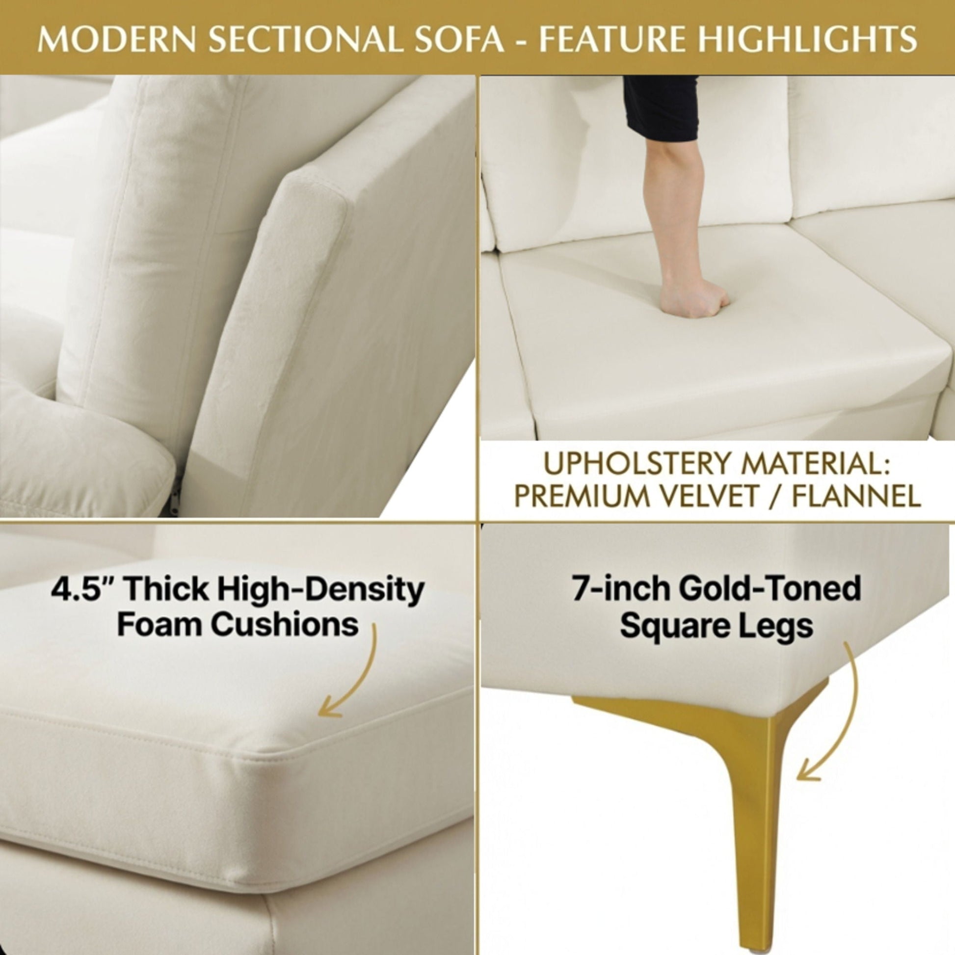 U - Shaped Sectional Sofa With Double Chaise Home Essentials