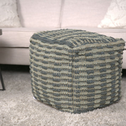 Walle - Fabric Square Pouf Ottoman And Floor Cushion Teal - Blue Home Essentials
