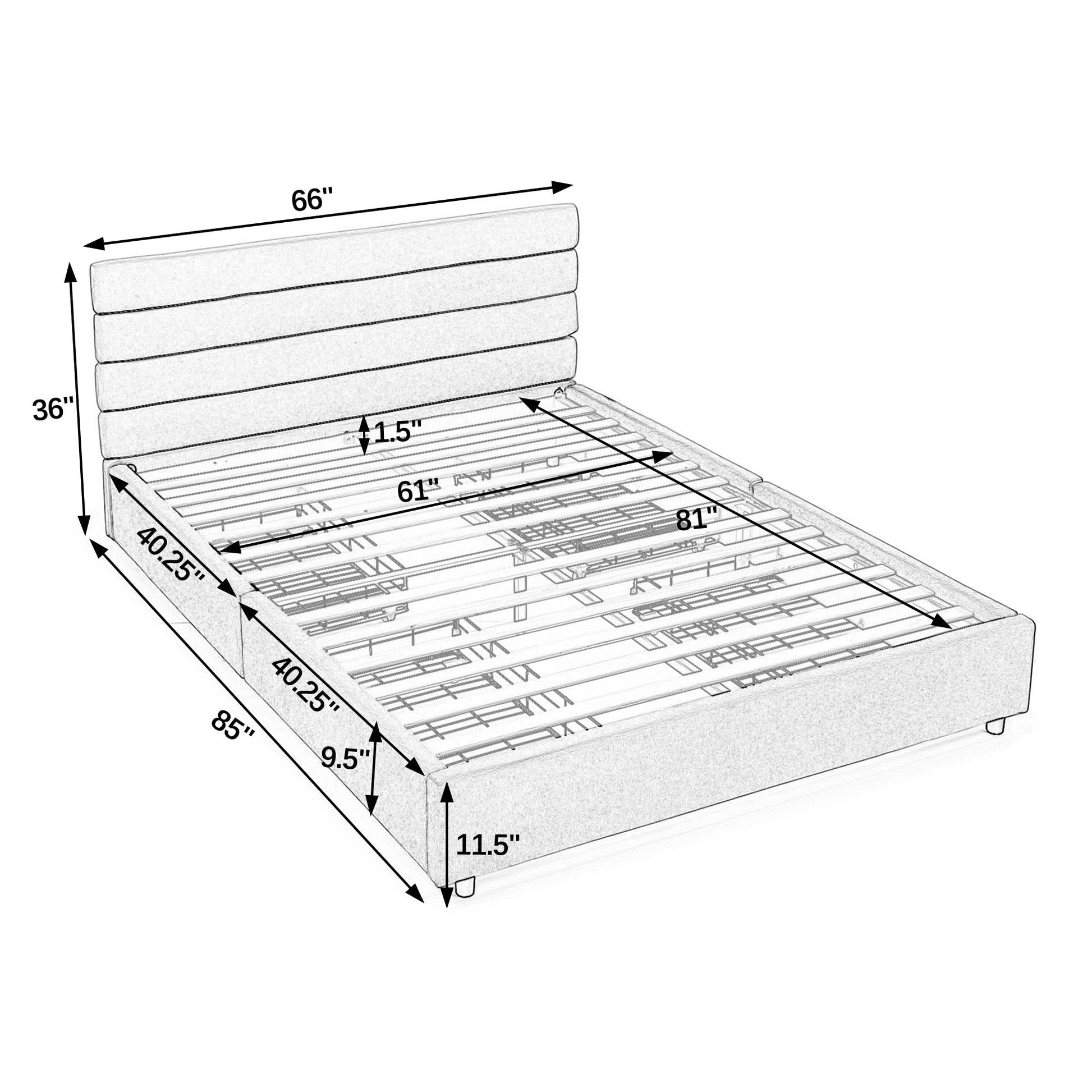 Modern Cushioned Bed Frame With Headboard And Drawers Home Essentials