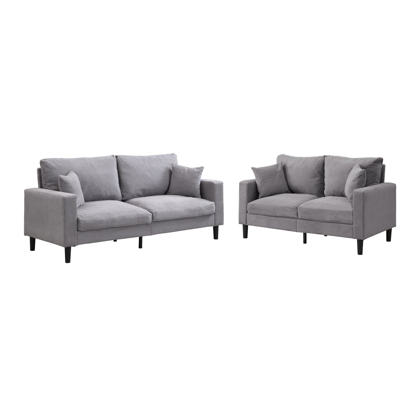 Modern Upholstered 2 Piece Sofa Set With 3 Seater And 2 Seater Home Essentials