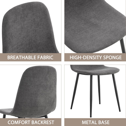 Modern Medieval Style Cushioned Side Chairs Set With Black Metal Legs For Kitchens Home Essentials