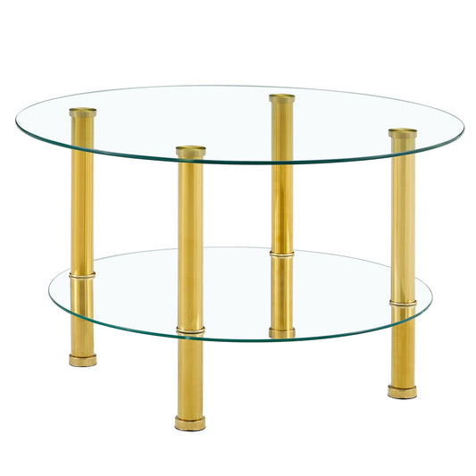 Contemporary Minimalist Double Layer Tempered Glass Coffee Table Home Essentials