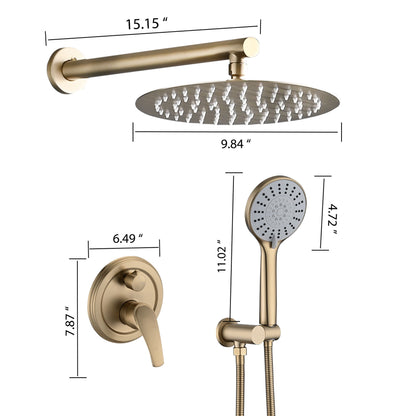 Wall Mounted Shower Set With High Pressure 10" Rain Shower Head And 5 Function Handheld Shower Head Daily Nest