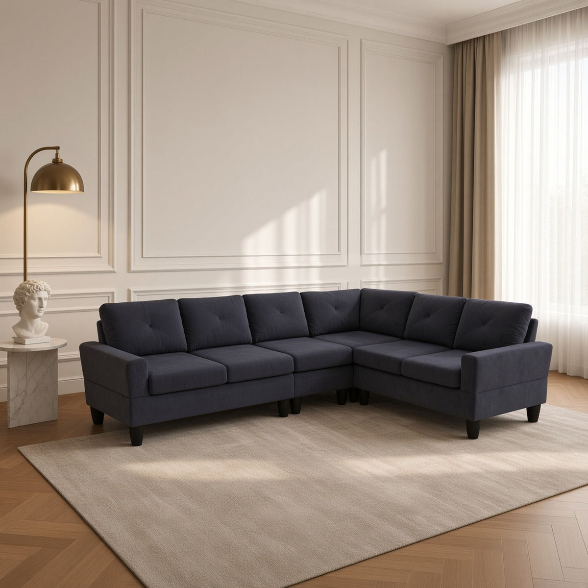 Modular L - Shaped Sectional Sofa 6 Seater 4 Piece Couch With Chaise Home Essentials