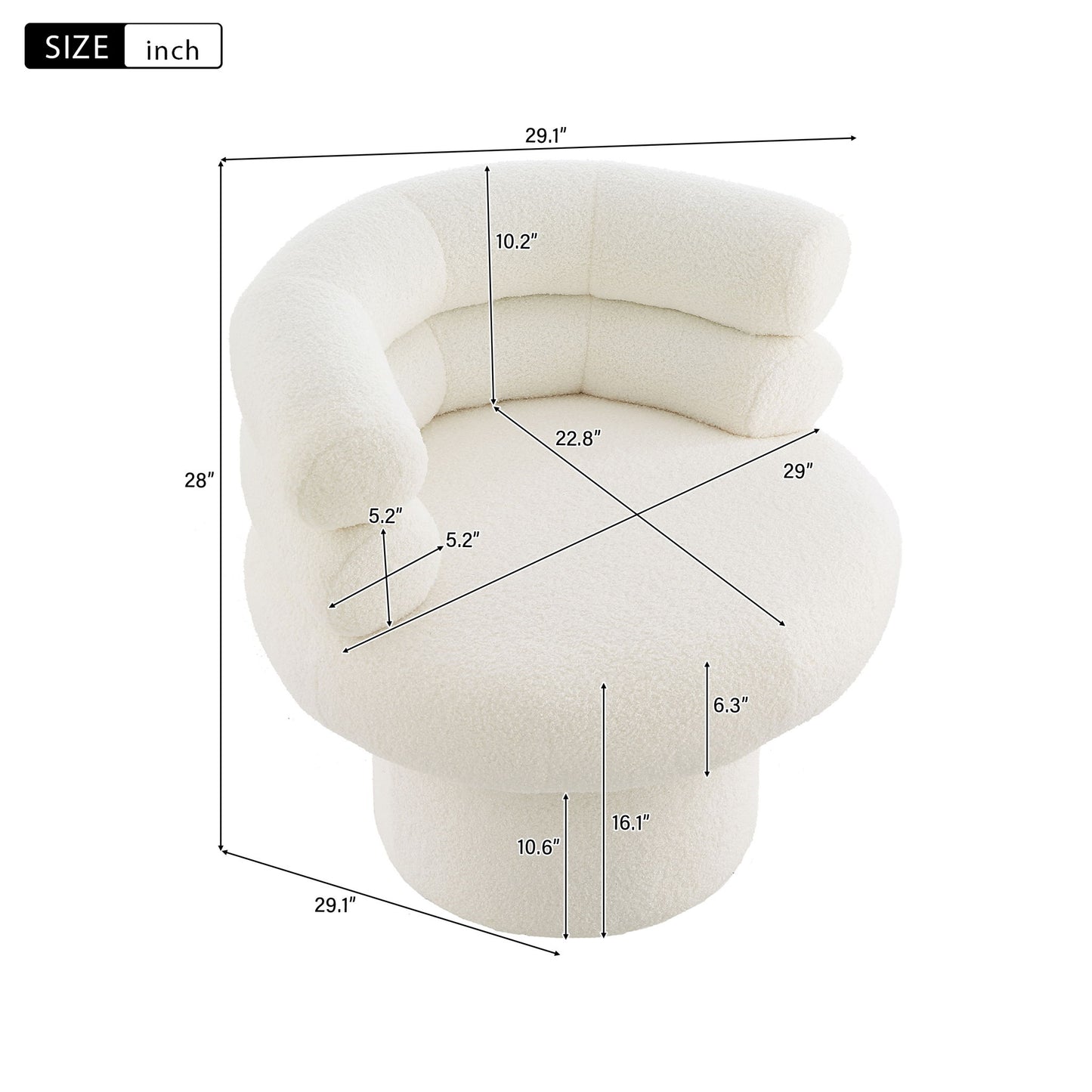 Round Swivel Accent Chair For Living Room Noble House