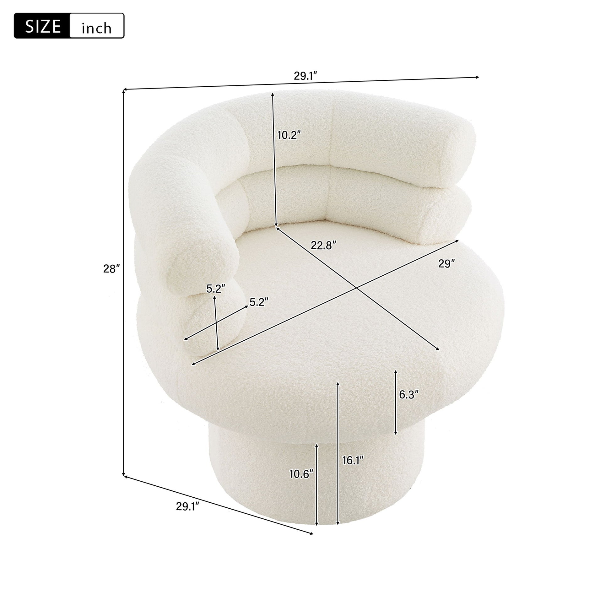 Round Swivel Accent Chair For Living Room Noble House