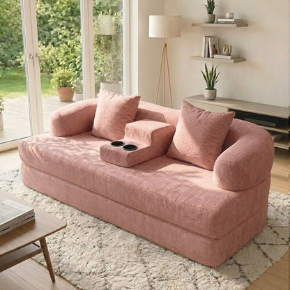 2 In 1 Convertible Sleeper Sofa Bed With Cup Holders Home Essentials