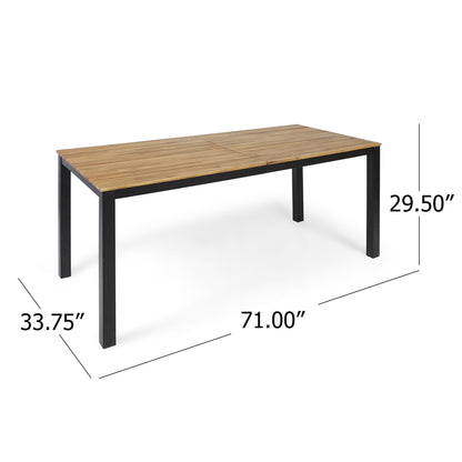Rectangular Outdoor Dining Table Tabletop With Iron Legs - Black Noble House