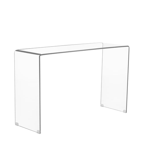 Elegant Transparent Tempered Glass Console Table With Rounded Edges, Modern Sofa Table - Clear Home Essentials