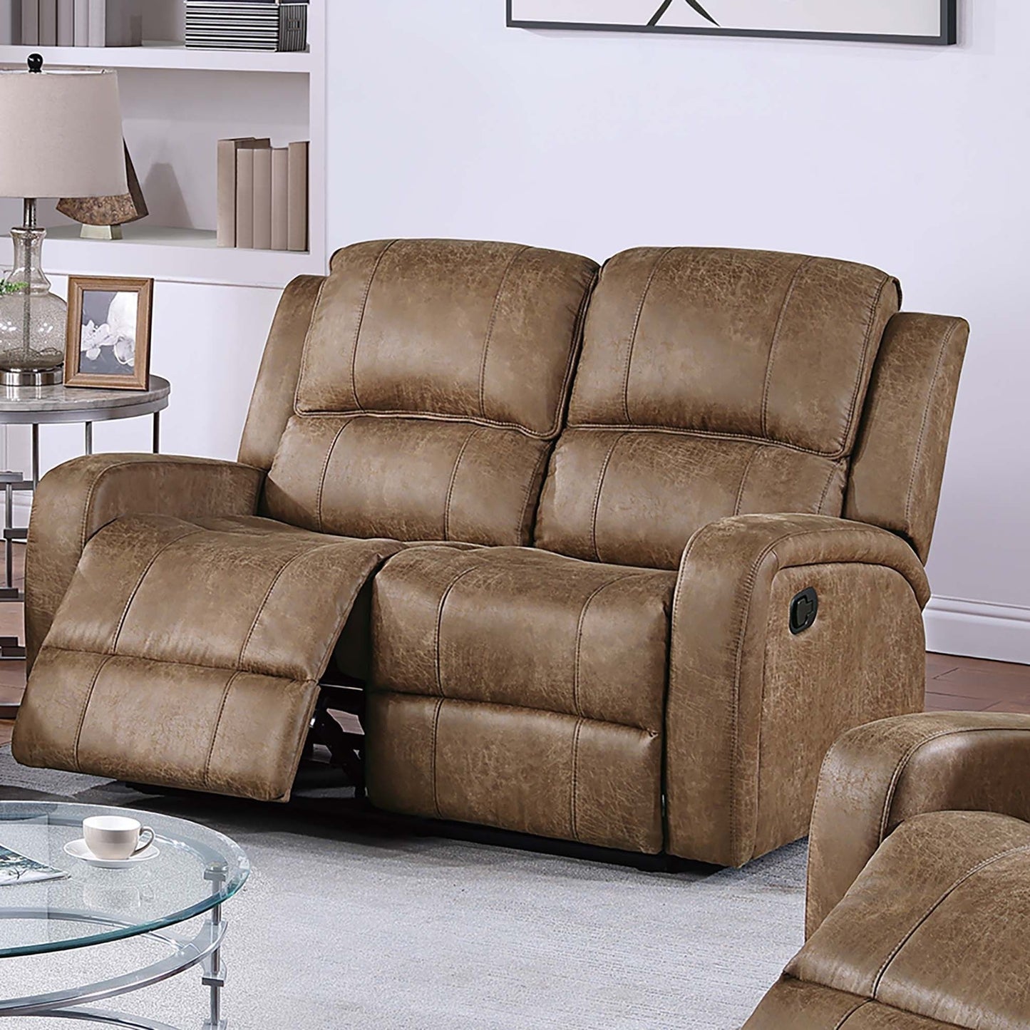 Manual Reclining Loveseat With Horizontal And Vertical Tufting Home Essentials