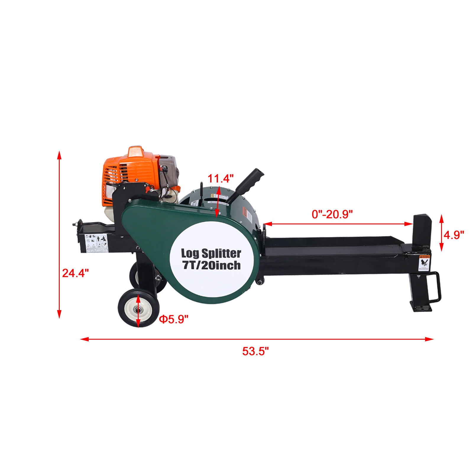 Portable Double Flywheel Electric Log Splitter 7 Ton Gas Log Splitter With Auto Return Steel - Gray Daily Nest