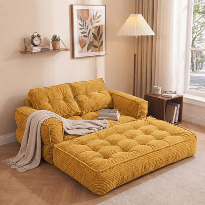 2 Seater Modular Corduroy Sofa With Chaise Lounge For Living Room Home Essentials
