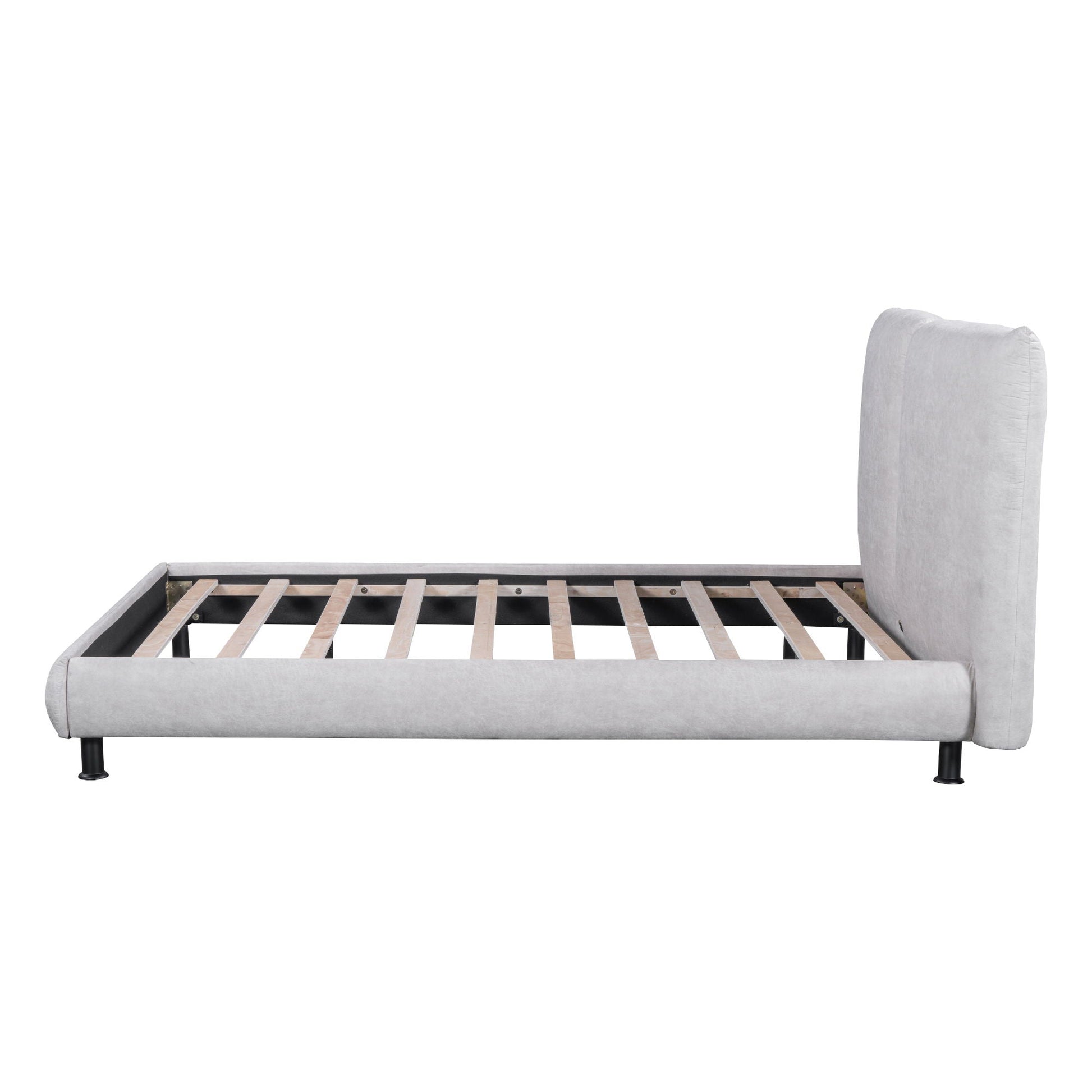 Upholstered Platform Bed With 2 Large Headrests And Thick Halcyon Home