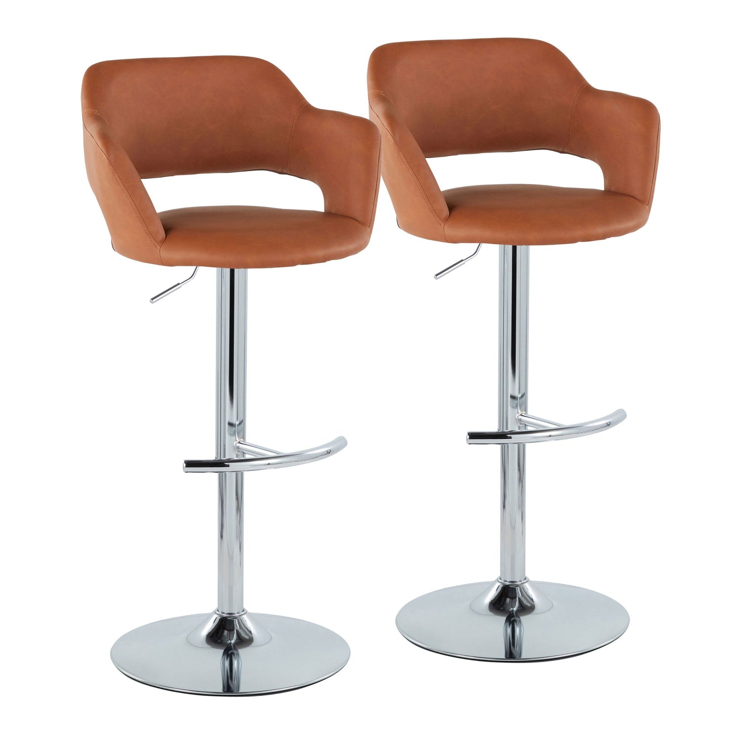 Margarite - Contemporary Ajustable Barstool With Swivel With Rounded T Footrest (Set of 2) Lumi Source
