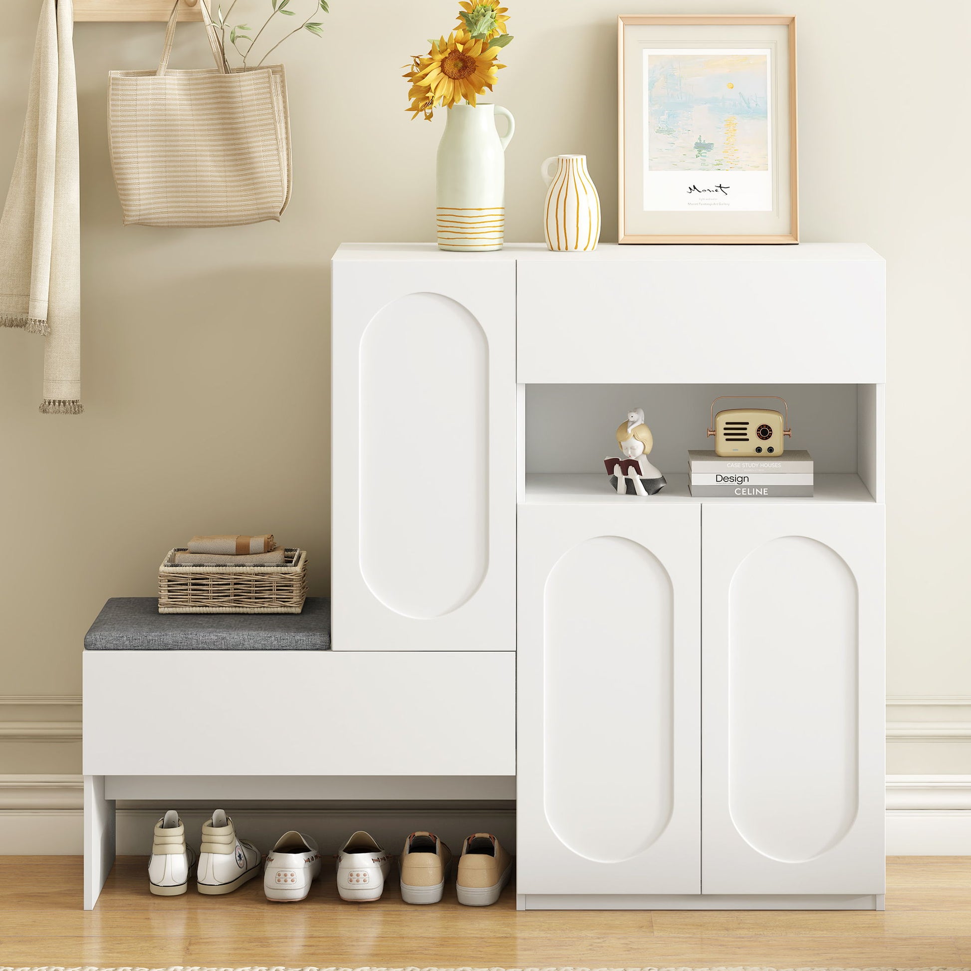 Elegant 2 In 1 Shoe Cabinets With Soft Cushion Versatile Shoe Rack Organizer With Adjustable Shelves Daily Nest