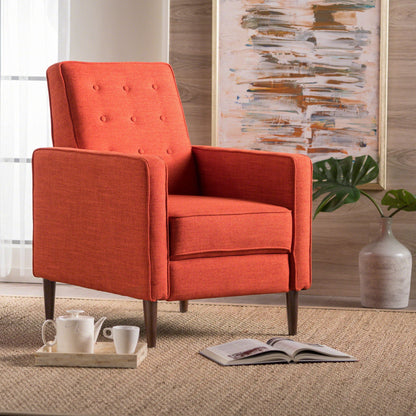Mid-Century Modern Recliner With Button Tufted Waffle Stitch Noble House