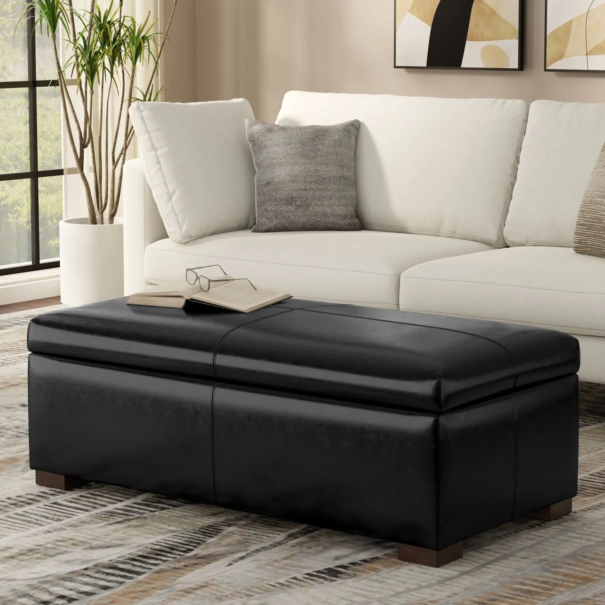 Gabbie - Coffee Table Upholstered Storage Ottoman Simpli-Home