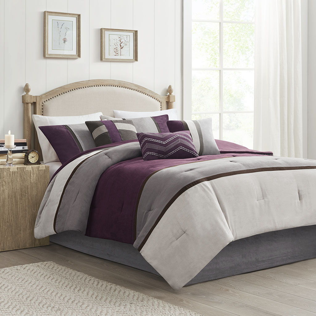 Palisades - Queen 7 Piece Comforter Set - Purple