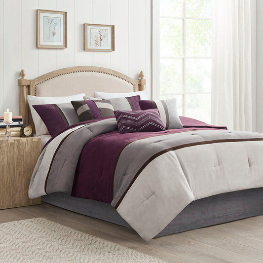 Palisades - Queen 7 Piece Comforter Set - Purple