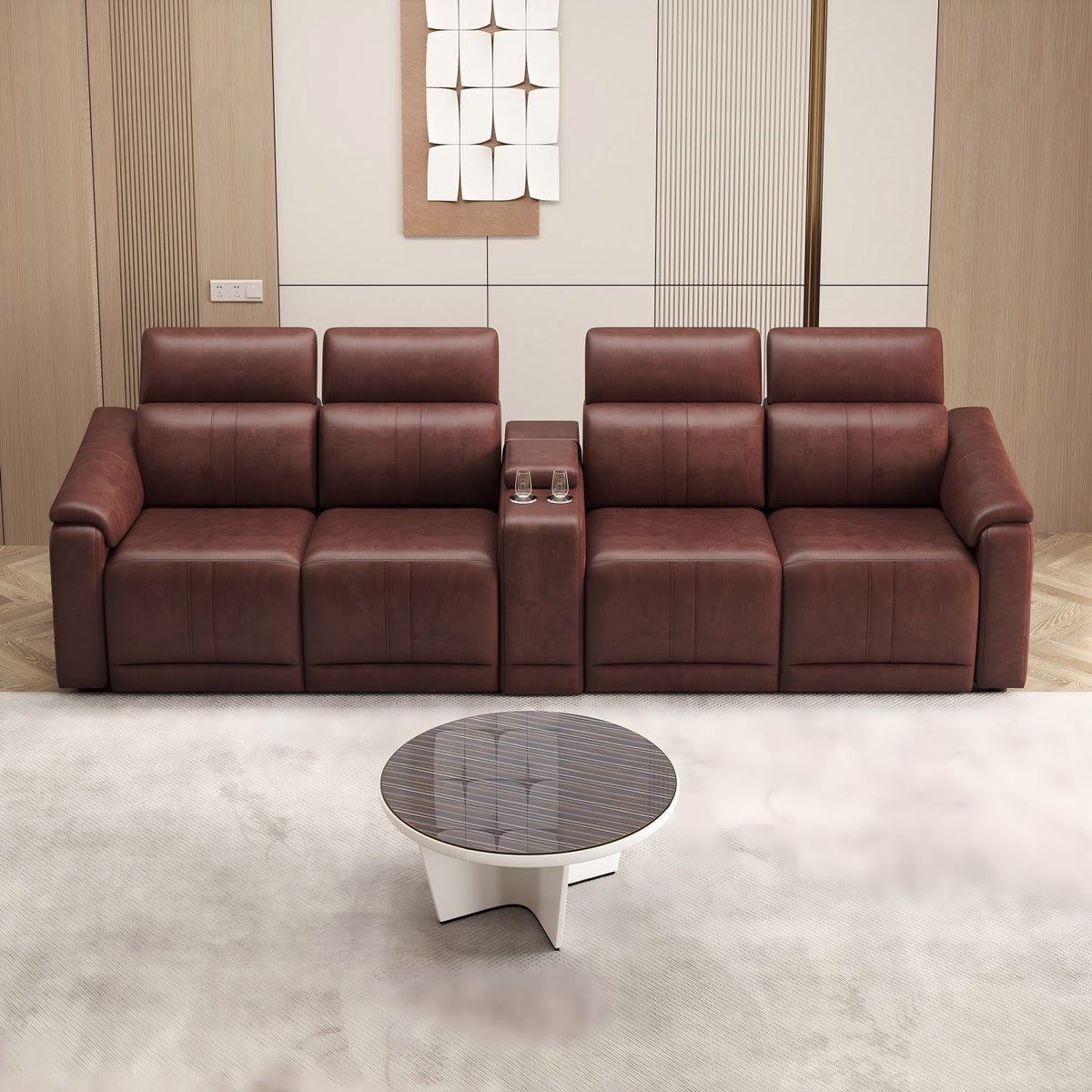 Modular Sofa With Recliners And Cup Holders Sectional Set Home Essentials