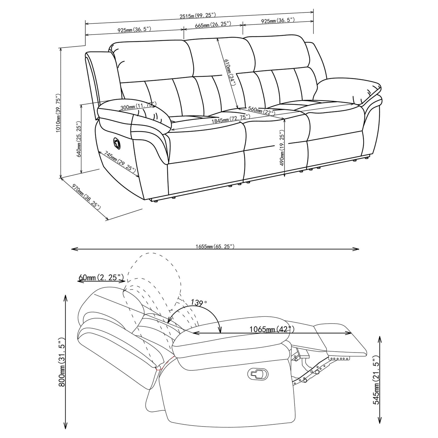 Divine - Sofa With Reclining Furniture Max