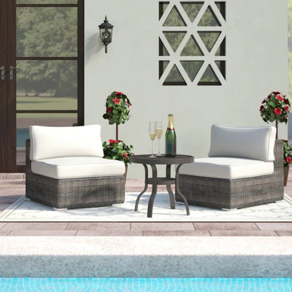 Wide Armless Outdoor Chairs With Cushions (Set of 2) LSI Patio Furniture