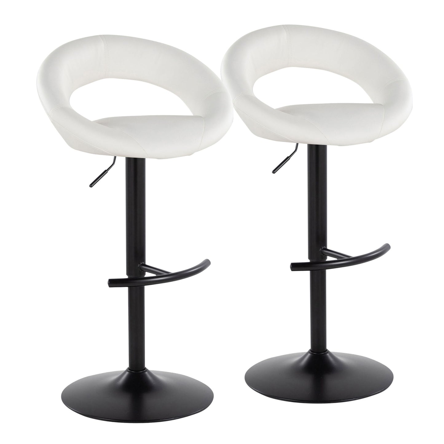 Posh - Contemporary Adjustable Barstool With Swivel & Rounded T Footrest (Set of 2) Lumi Source
