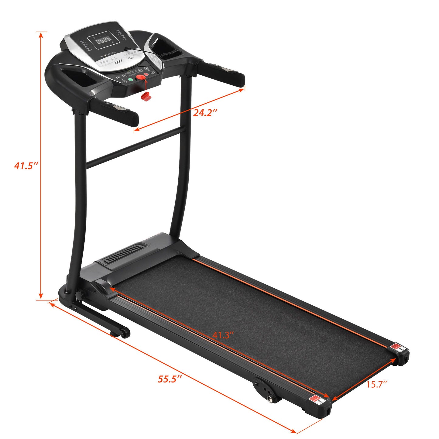Folding Treadmill With Incline And Heart Rate Sensor, 2.5Hp Quiet Brushless With USB Charge Station, Small Space Portable Running Walking Machine - Black / Silver Daily Nest