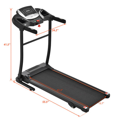 Folding Treadmill With Incline And Heart Rate Sensor, 2.5Hp Quiet Brushless With USB Charge Station, Small Space Portable Running Walking Machine - Black / Silver Daily Nest