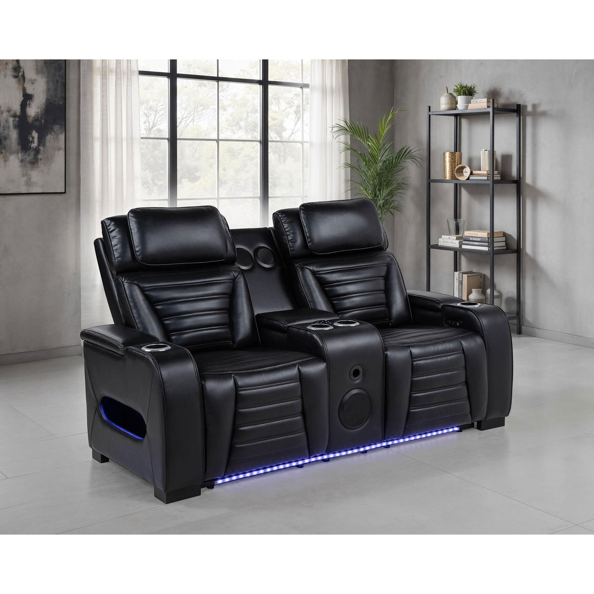 Isadora - Power Reclining Loveseat With Dual USB Charging And Built In Bluetooth Speaker - Black Furniture Max