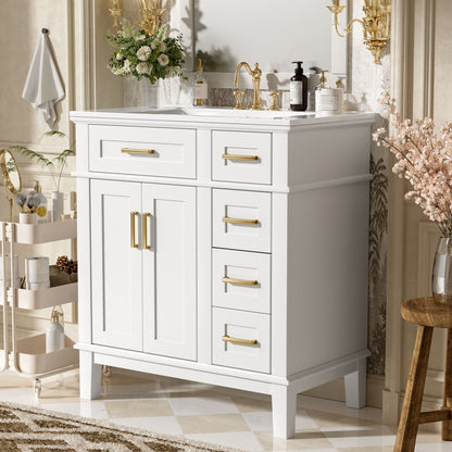 Modern Bathroom Vanity With Ceramic Sink, Soft Close Storage Cabinet Hearth and Haven