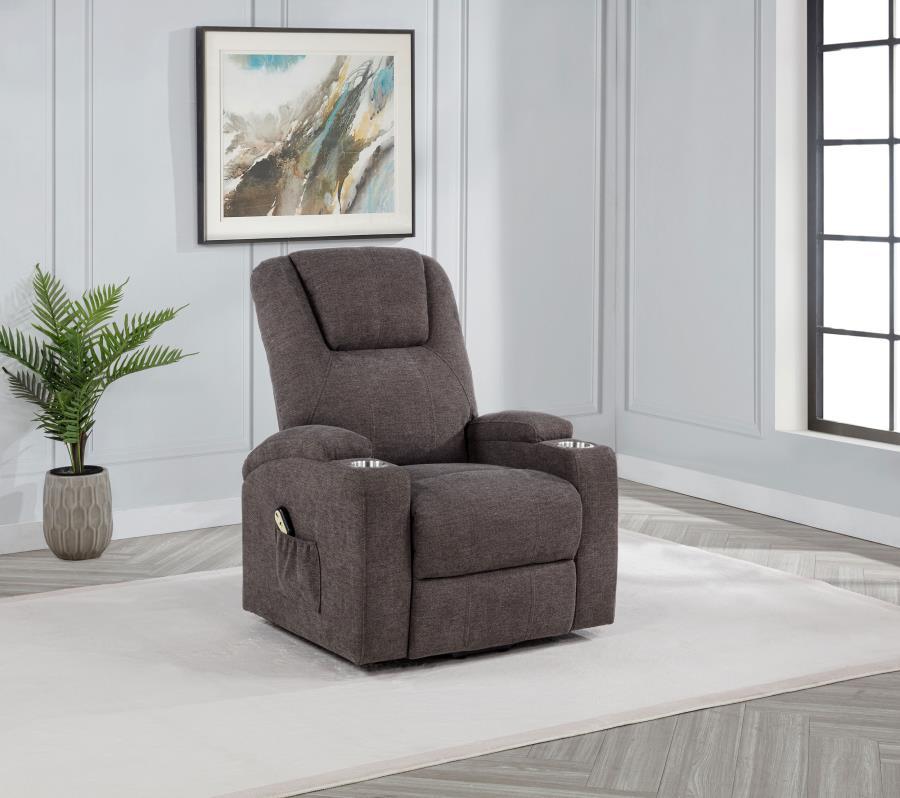Louie - Chenille Upholstered Power Lift Massage Chair Coaster Fine Furniture