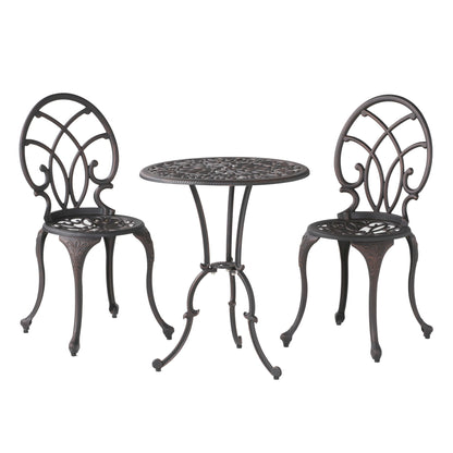 Charleston 3 Pieces Cast Bistro Set - Copper Noble House