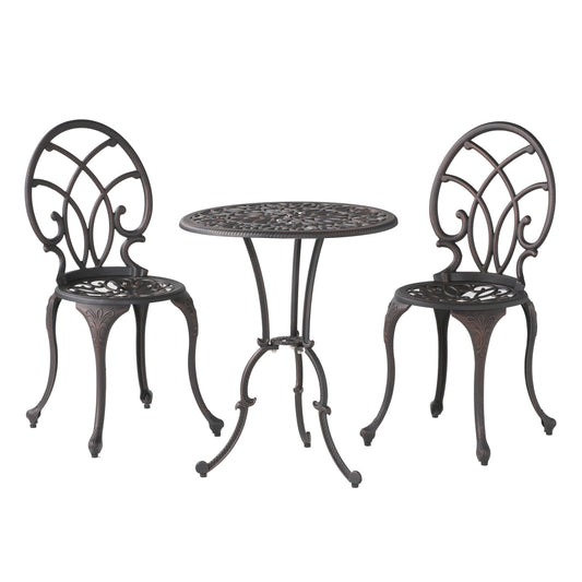 Charleston 3 Pieces Cast Bistro Set - Copper Noble House