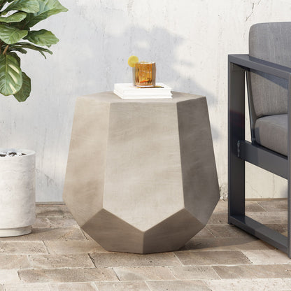 Outdoor Calgary Side Table - Light Gray Noble House