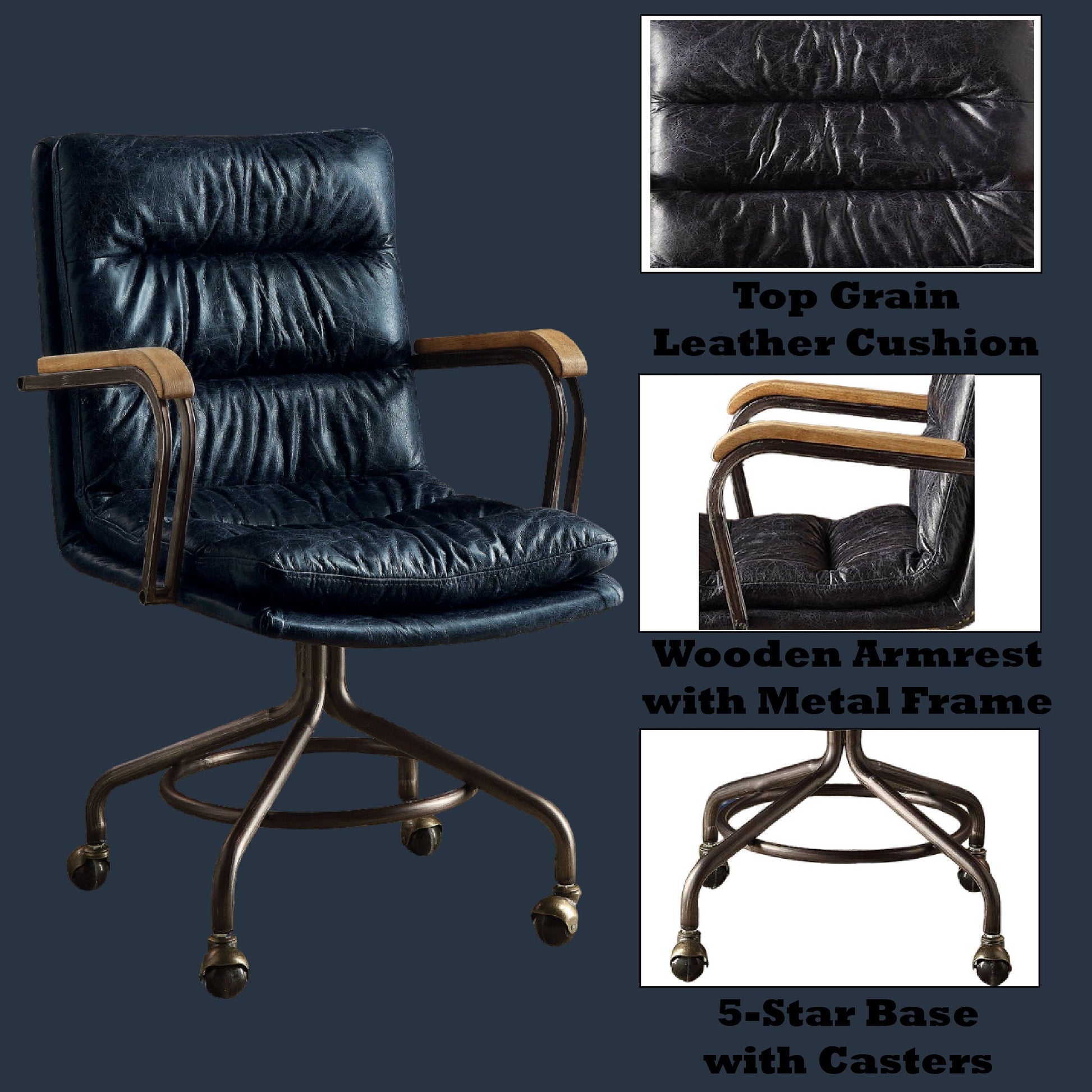 Harith - Retro Top Grain Leather Office Chair Acme