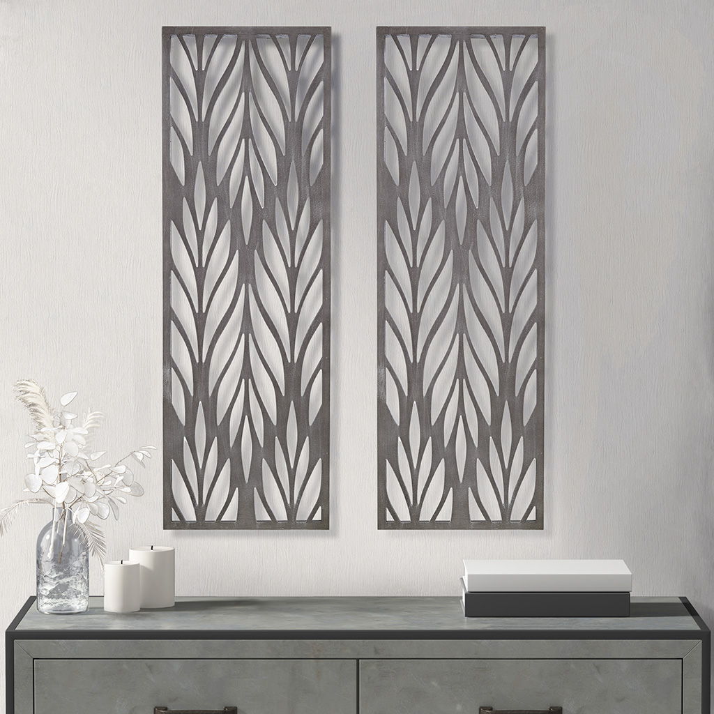 Florian - Carved Wall Panel Decor (Set of 2) - Reclaimed Gray