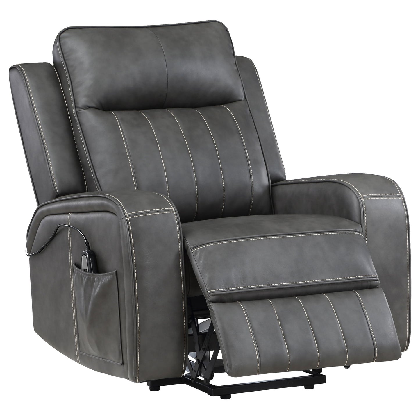 Mckinley - Upholstered Power Lift Recliner Chair With Remote Control - Gray Furniture Max
