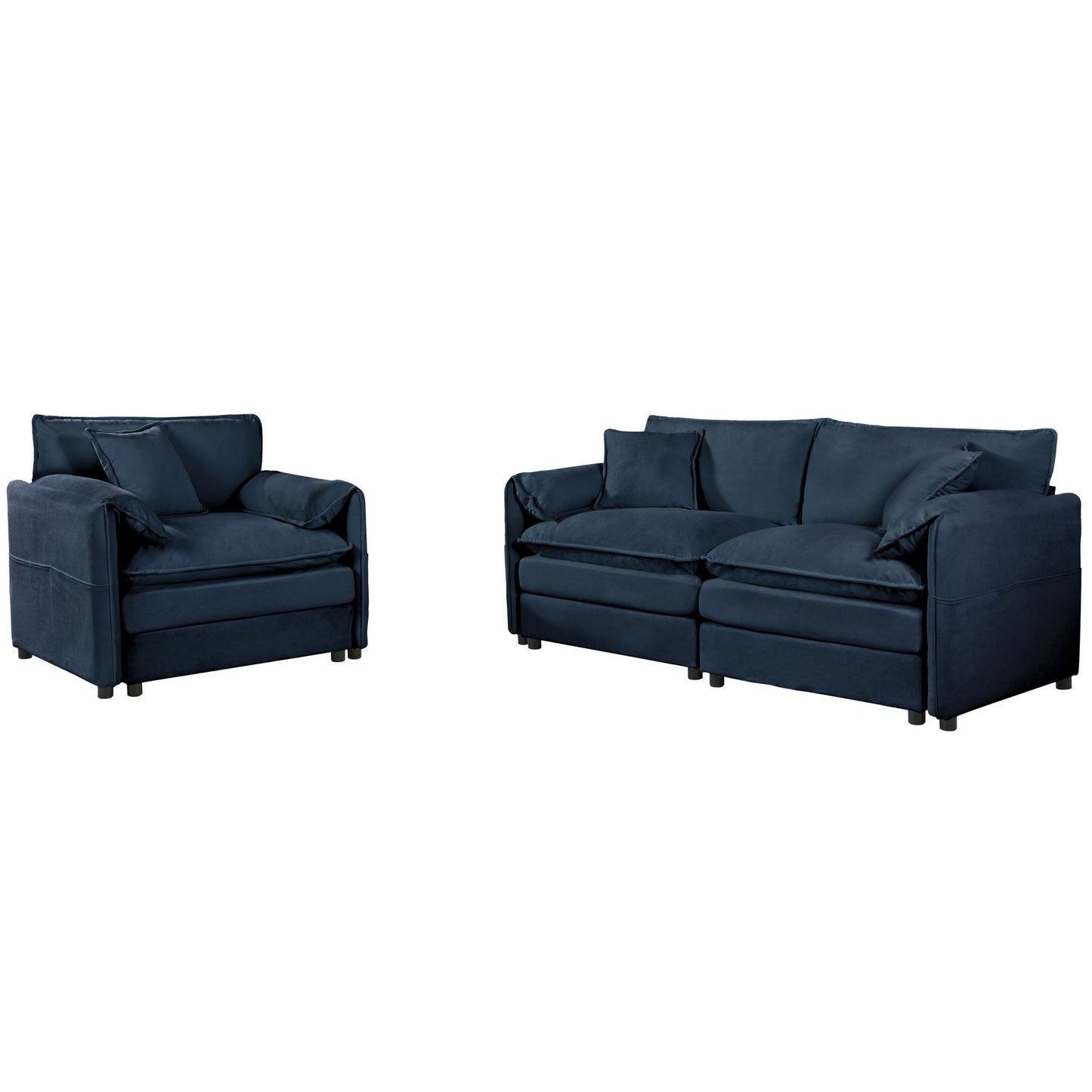 Modern Upholstered Loveseat And Armchair Set With Pillows Home Essentials