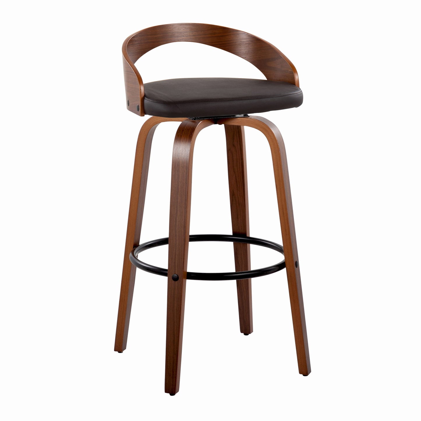 Grotto - Mid Century Modern Fixed Height Barstool & Swivel With Round Footrest (Set of 2) Lumi Source