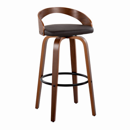 Grotto - Mid Century Modern Fixed Height Barstool & Swivel With Round Footrest (Set of 2) Lumi Source