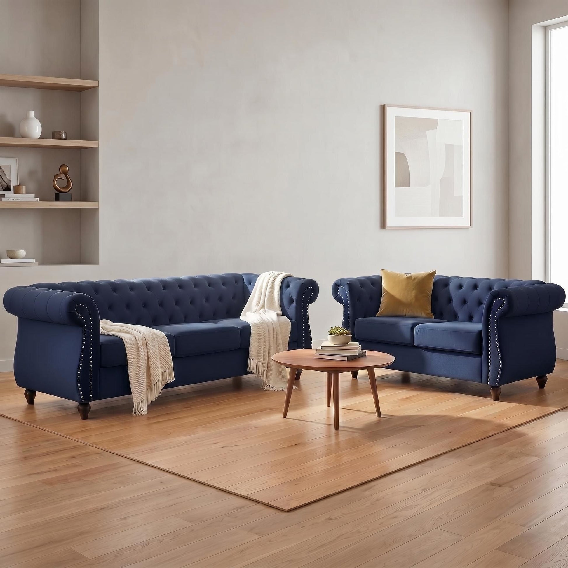 Chesterfield Button Tufted Loveseat With Rolled Arms US Pride