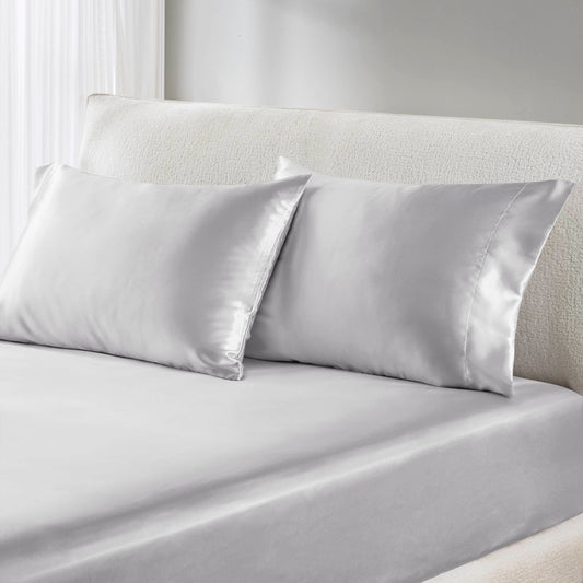 Satin - Pillowcases (Set of 2) Queen - Light Gray Madison Park Essentials