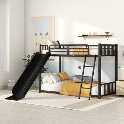 Metal Bunk Bed With Slide, Durable Steel Frame Hearth and Haven
