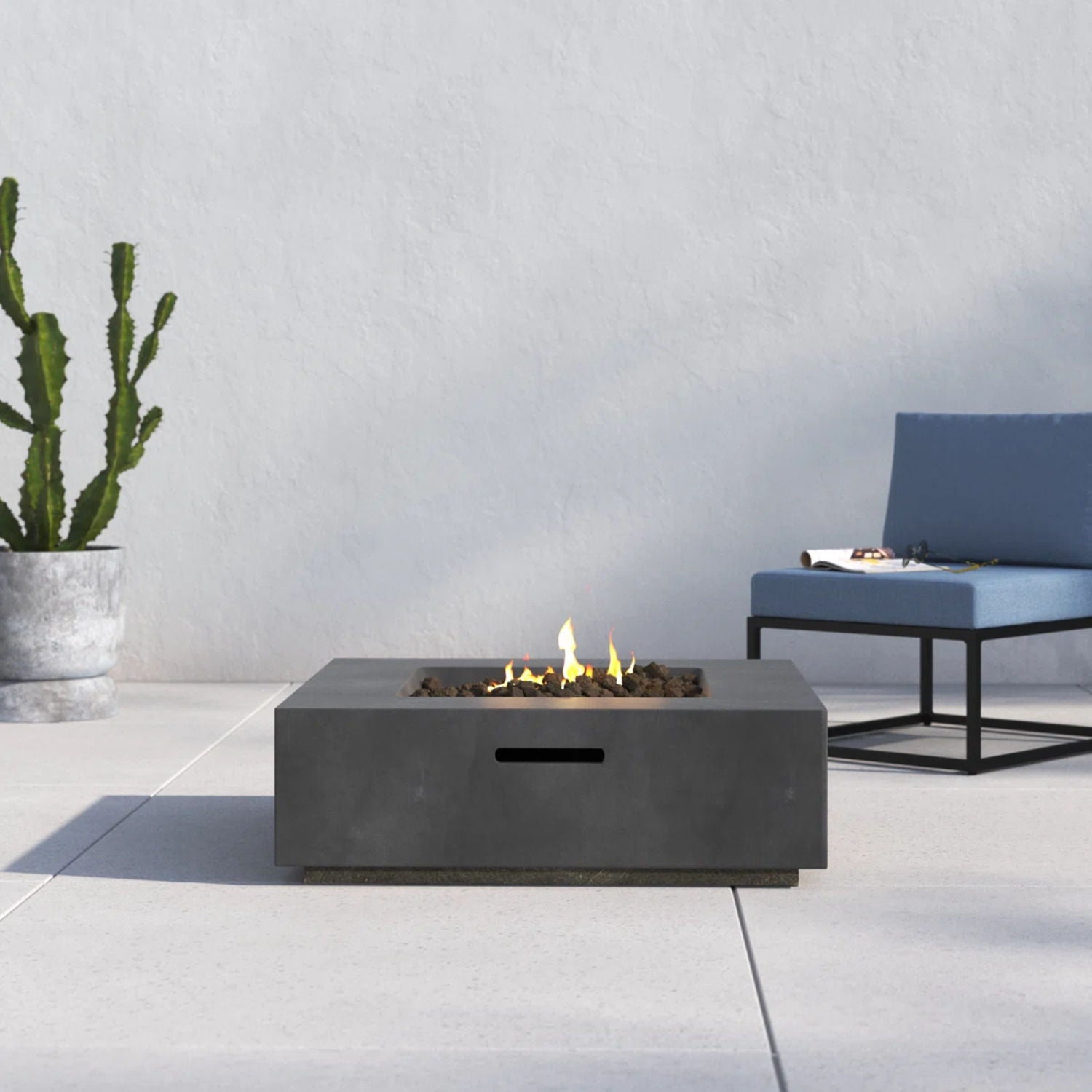 Outdoor Handcrafted Fire Pit Table - Charcoal LSI Patio Furniture