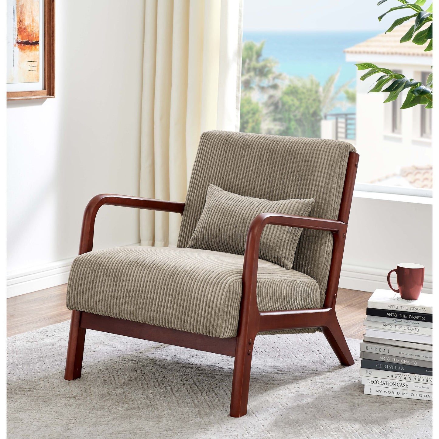 Upholstered Armchair With Back Support Pillow Home Essentials