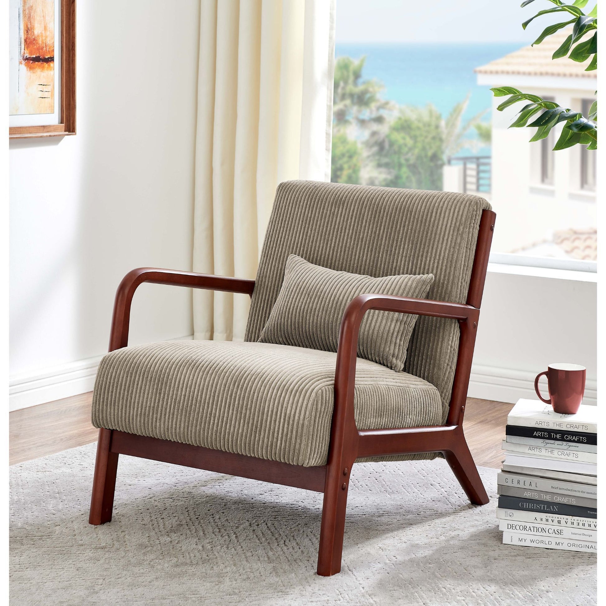Upholstered Armchair With Back Support Pillow Home Essentials