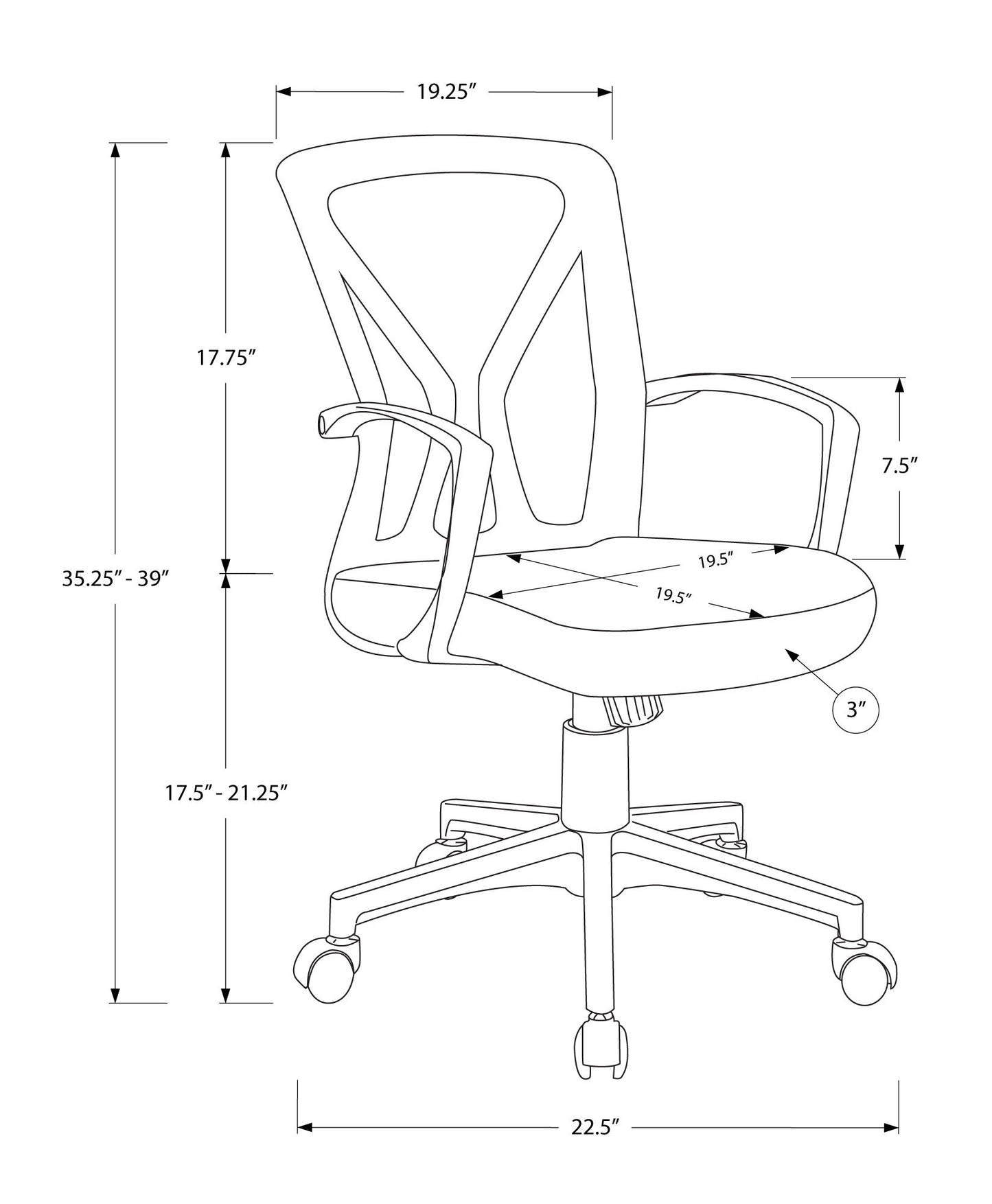 Office Chair, Adjustable Height, Swivel, Ergonomic, Mesh, Contemporary & Modern 8th Street