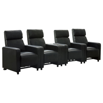 Warren - 4 Seater Home Theater With Wedge Console Recliners - Black Furniture Max