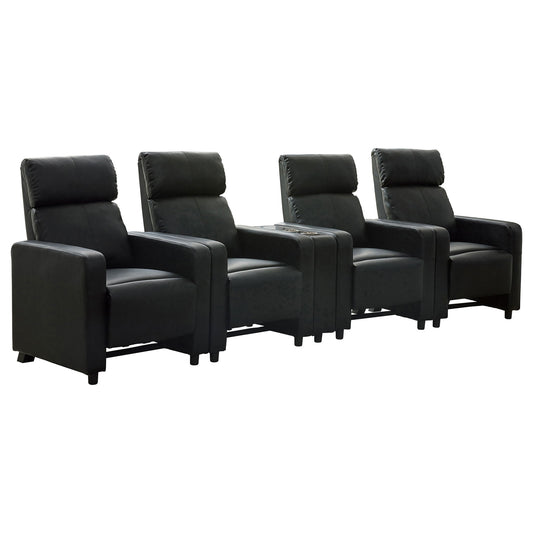 Warren - 4 Seater Home Theater With Wedge Console Recliners - Black Furniture Max
